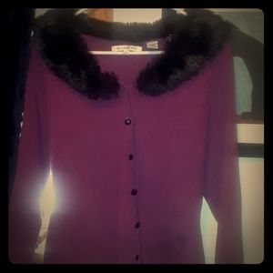 Ballinger Gold faux fur trim cardigan